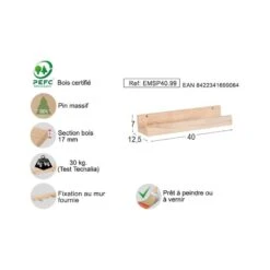 Etagère Murale En Pin Massif - L40 Cm -Étagères Soldes Magasin 25d8a1795a1a47b39eb34fc22dc7e323