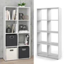 Etagère Scutum Blanc 8 Compartiments -Étagères Soldes Magasin 2d93bd42518c41ea8951b8ca4deb7f72