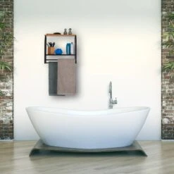 Étagère Murale Avec Porte-serviette Noir -Étagères Soldes Magasin 3aa90ef7347c47f388e55289b016cf22