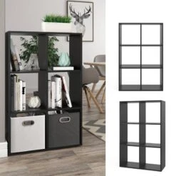 Etagère Noir & 6 Compartiments -Étagères Soldes Magasin 71dc6128f1f444a5870e7e918021cb66