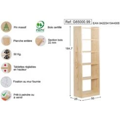 Colonne En Pin Gala 6 Tablettes -Étagères Soldes Magasin bc1cd67d0ae24c10bd4ab4b0ca0368cf