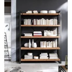 Étagère MANCHESTER 4 Rangements 150 Cm -Étagères Soldes Magasin regal manchester ii akazie massiv metall 4873132