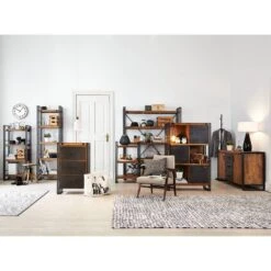 Étagère MANCHESTER 4 Rangements 150 Cm -Étagères Soldes Magasin regal manchester ii akazie massiv metall 4873140