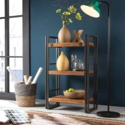 Étagère MANCHESTER 2 Rangements -Étagères Soldes Magasin regal manchester iii akazie massiv metall 2953537