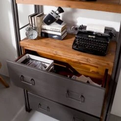 Étagère MANCHESTER 2 Compart. 3 Tiroirs -Étagères Soldes Magasin regal manchester vi anthrazit akazie dekor 4877256