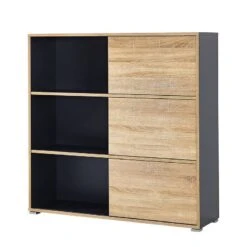 Etagère à Portes Coulissantes Mingle II -Étagères Soldes Magasin schiebetuerenregal mingle ii anthrazit eiche sonoma dekor 5029404
