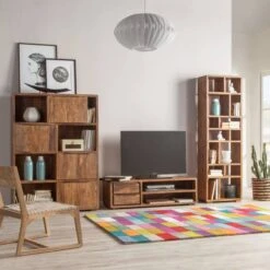 Étagère à Portes Coulissantes TRANGLE -Étagères Soldes Magasin schiebetuerenregal trangle sheesham massiv 4219072