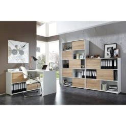 Étagère Avec Porte Coulissante Mingle I -Étagères Soldes Magasin schreibtisch mingle weiss eiche sonoma dekor 5029284