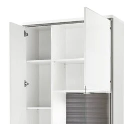 Armoire Vitrine Kushiro -Étagères Soldes Magasin wohnwand arco ii 5 teilig hochglanz weiss grau 4710672