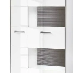 Armoire Vitrine Kushiro -Étagères Soldes Magasin wohnwand arco ii 5 teilig hochglanz weiss grau 4710676